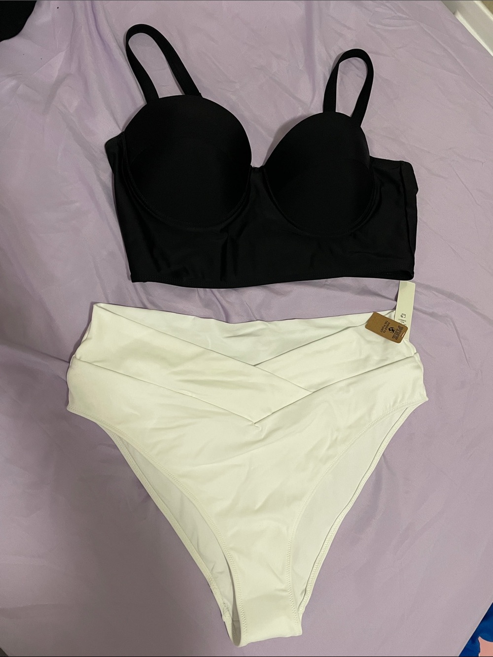 Victoria’s Secret White High-Waist Bottoms (w/free black top)